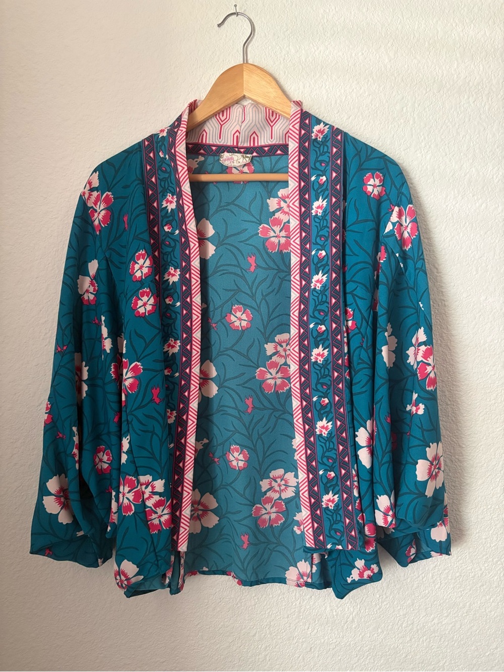 Free People Floral Kimono Boho Open Front One Size